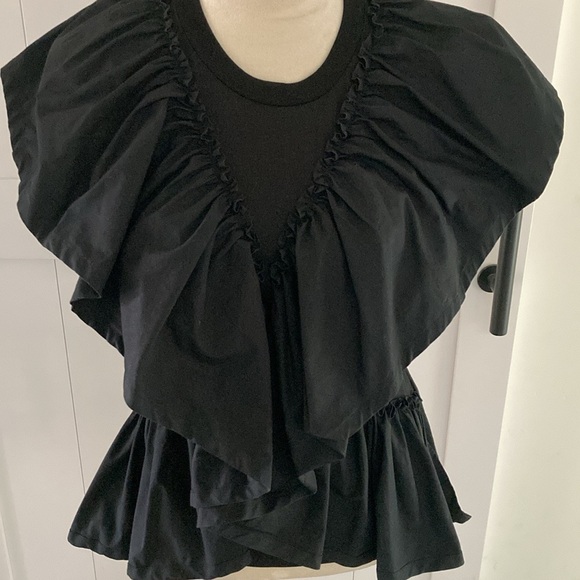 3.1 Phillip Lim women's size XS black butterfly ruffle cotton t shirt - Picture 4 of 9